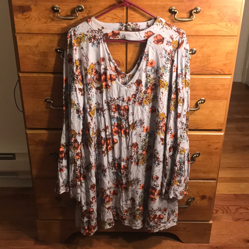 Long sleeve, choker neck floral dress